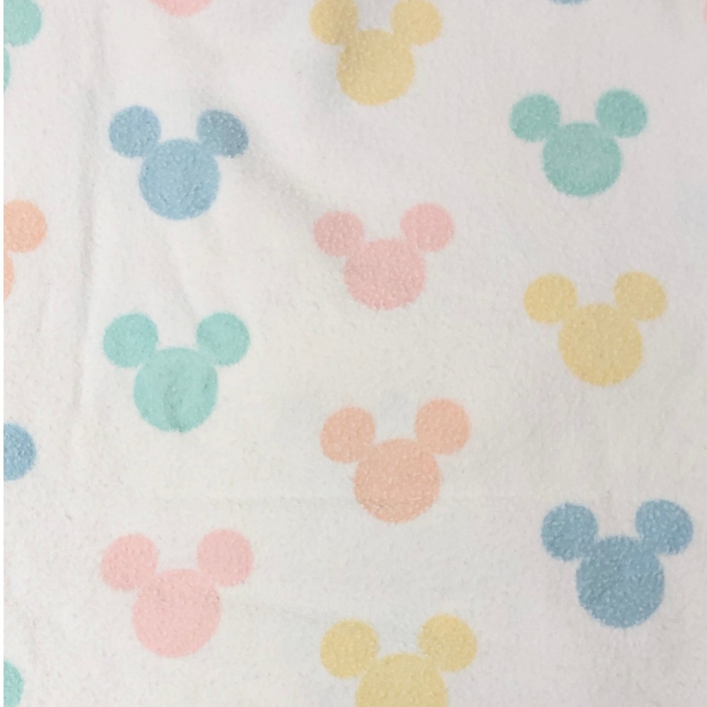 Disney Baby Mickey Mouse Ears Pastel Cotton Receiving Blanket White 24x36 VTG